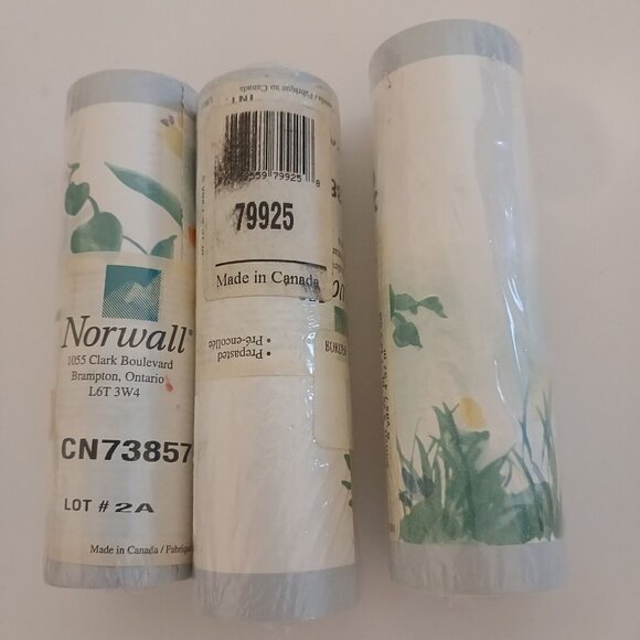 Vintage Norwall Wallpaper Border Lot of 3 Rolls Flowery Print 5 yrds Made Canada - Picture 1 of 4